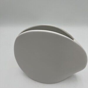 Modernist Minimalist white pottery Ikebana VASE Kyohdoh Yokkaichi Japan organic